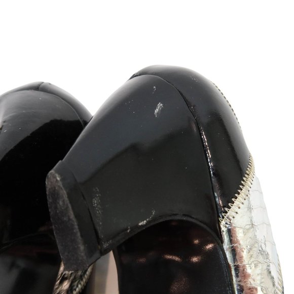 Vintage 60s 70s ROSINA FERRAGAMO SCHIAVONE 8M Snakes Skin Gold Silver Heels Shoe - Picture 10 of 11